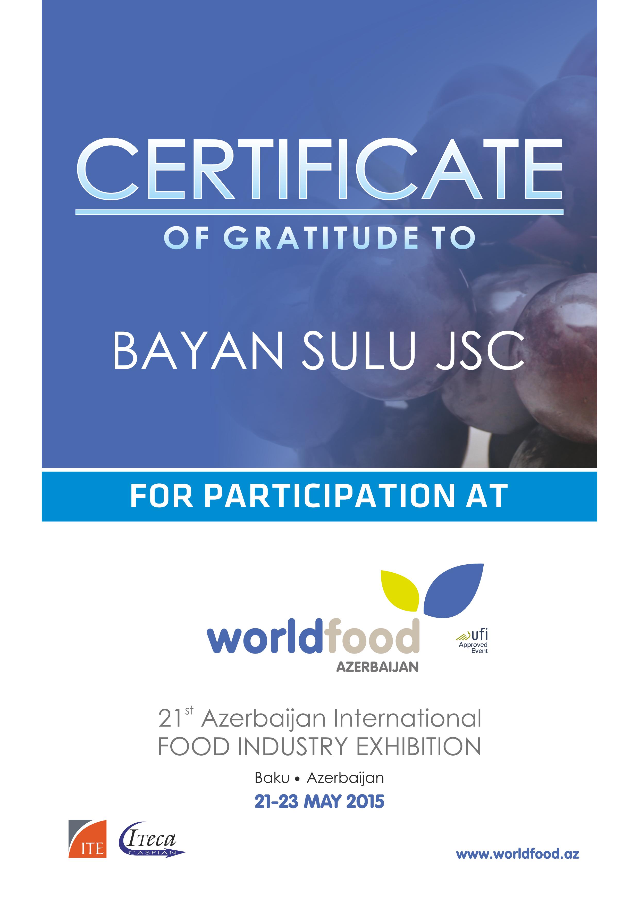 The «WorldFood Azerbaijan 2015» Exhibition in Baku.